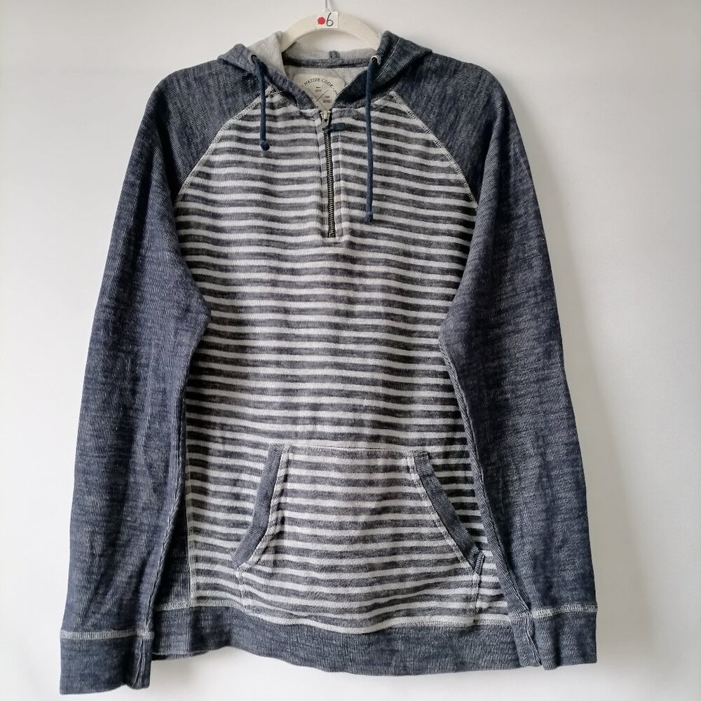 Native Code Women's Blue-Gray Striped Quarter Zip… - image 1